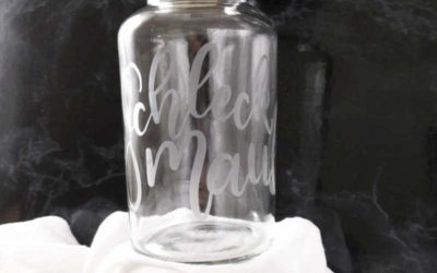 Geschenkidee: Lettering mit Ätzpaste auf Glas