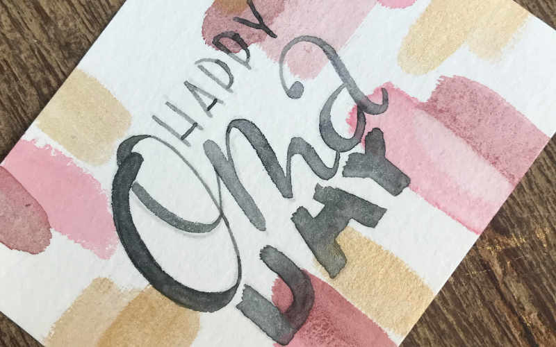 Happy Oma Day - eine einfache Watercolor Geburtstagskarte mit Lettering
