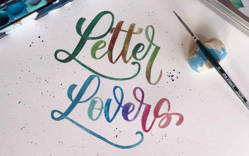 Letter Lovers - watercolor Lettering mit einem wunderschönen Farbverlauf