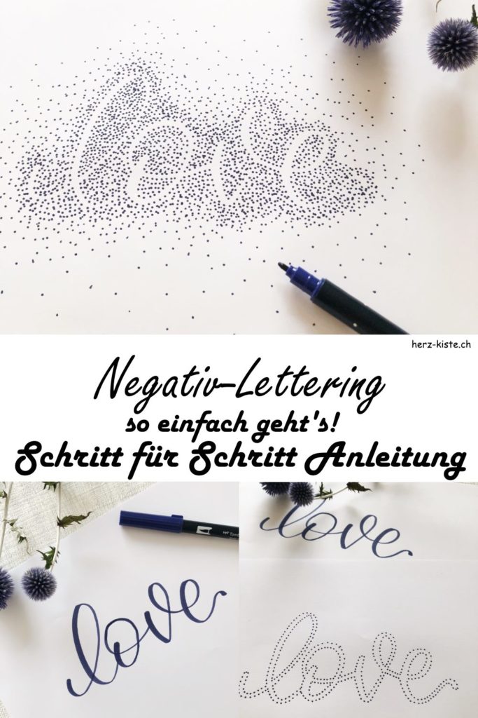 Negativlettering mit Punkten - eine einfache Schritt für Schritt Anleitung wie du nur aus Punkten ein Lettering mit einem tollen Effekt gestalten kannst