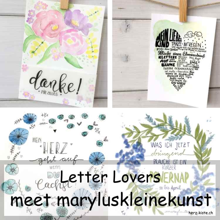 Letter Lovers maryluskleinekunst im Lettering Interview - Titelbild mit verschiedenen Letterings als Collage