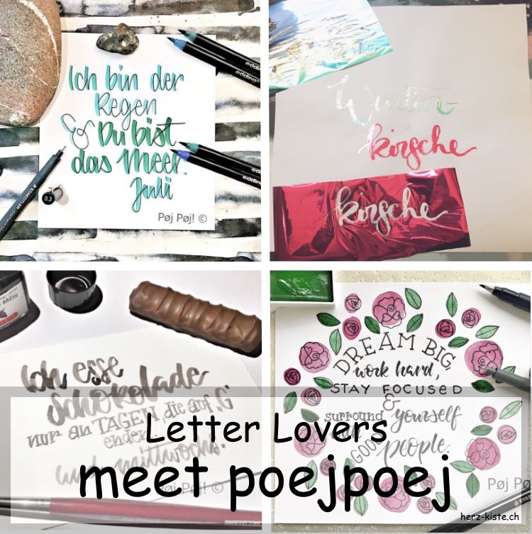 Zusammenstellung verschiedener Letterings von poejpoej - Titelbild für den Interviewbeitrag der Letter Lovers