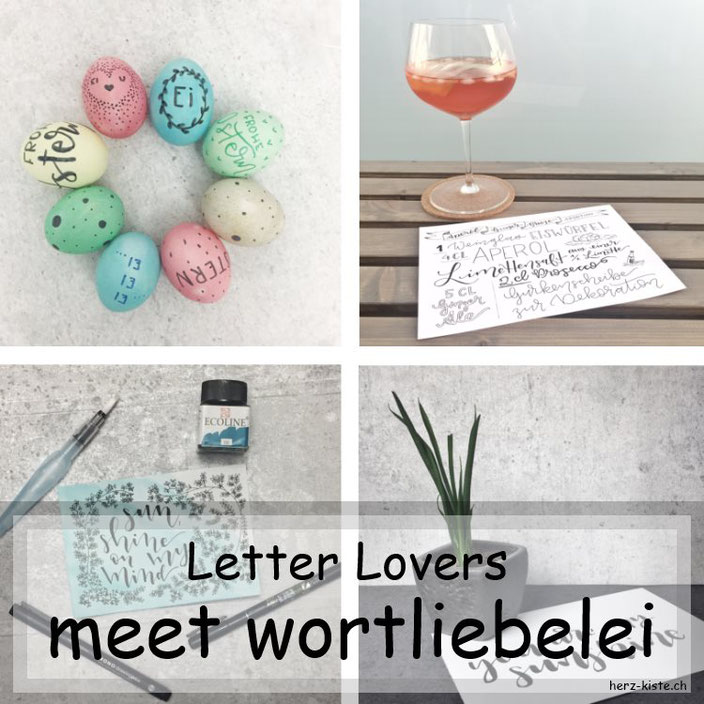 Lettering Collage mit verschiedenen Handletterings als Titelbild für ein Interview Beitrag