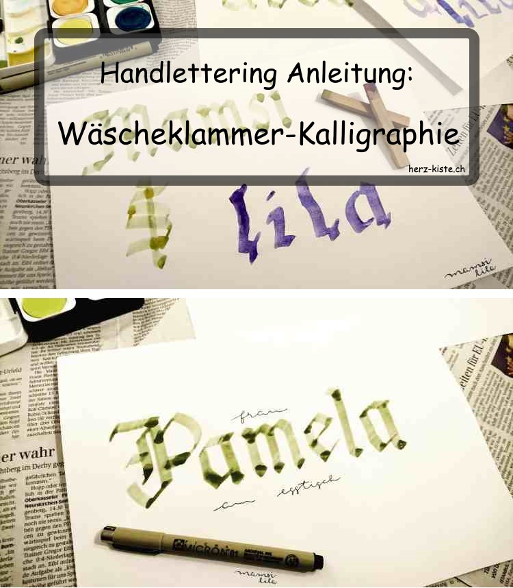 Handlettering Anleitung: Wäscheklammer Kalligrafie - ohne teure Materialien