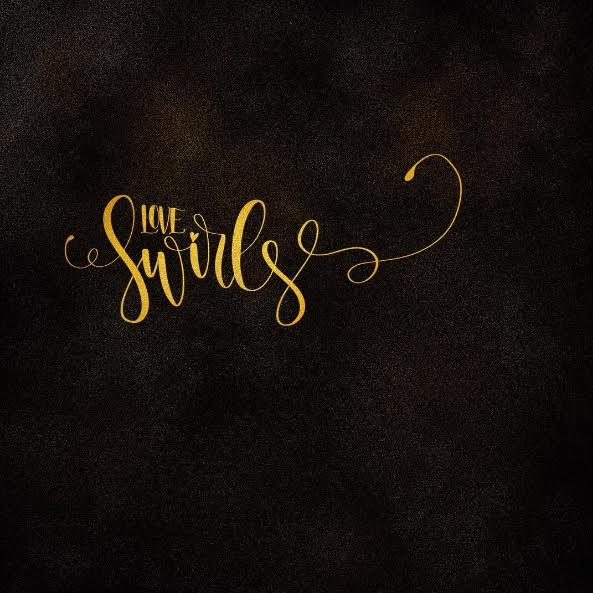 love swirls - goldenes Lettering mit Schnörkeln