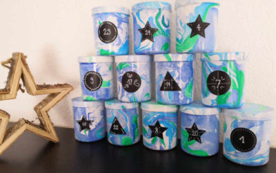 Dosen marmorieren für DIY Adventskalender