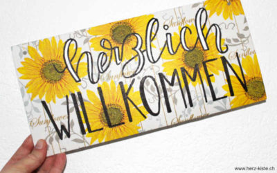 Willkommensschild mit Handlettering