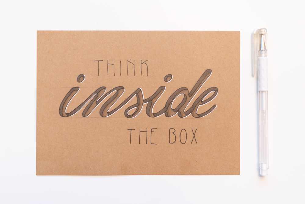 Lettering mit 3D innen - Think inside the box