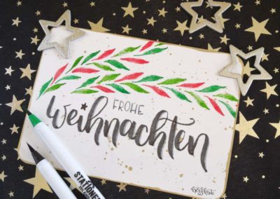 Weihnachtskarte mit Brush Lettering