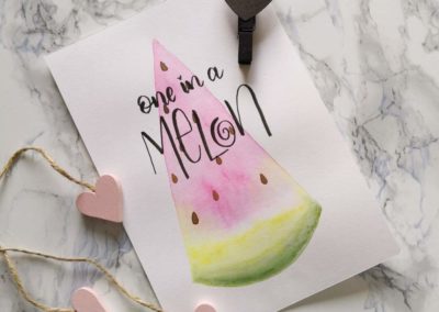 Lettering mit einer Watercolor Melone: One in a melon